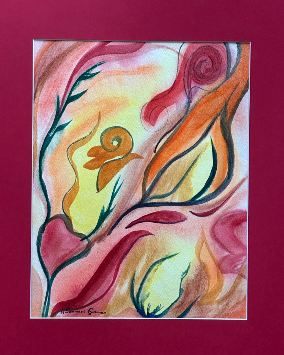 ALICE GUZMAN ORIGINAL WATERCOLOR PAINTING MATTED 20″ X 16″ NEW MEXICO 1980’S