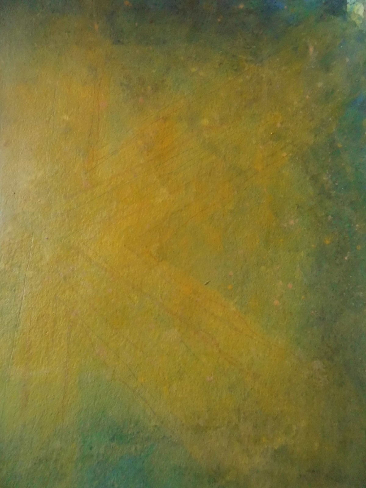 Original Mixed Media Painting YELLOW STAR Abstract Sun Light Blue Green 11×15