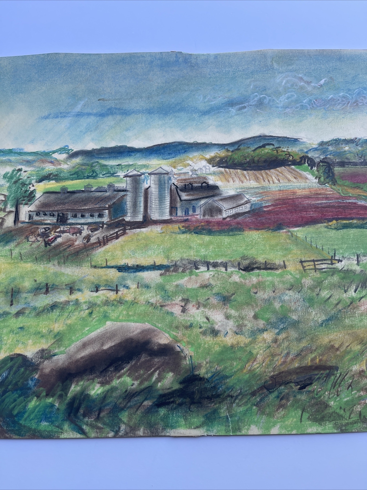 MID CENTURY DRAWING FAMOUS JO CAIN American Antique Wpa REGIONALISM Landscape