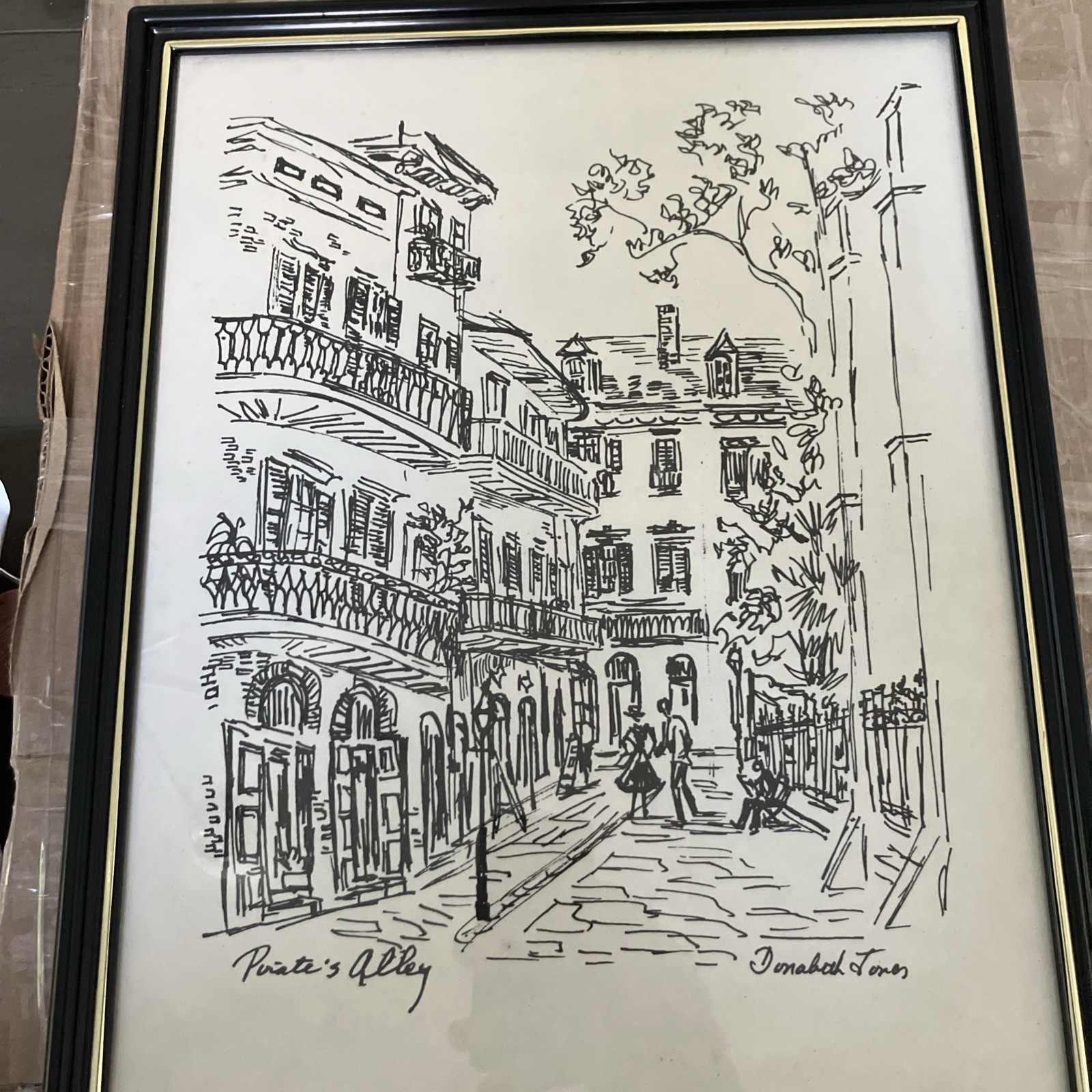 Donabeth Jones Painting/ Print New Orleans “Pirate’s Alley” 14.5”x12.5”