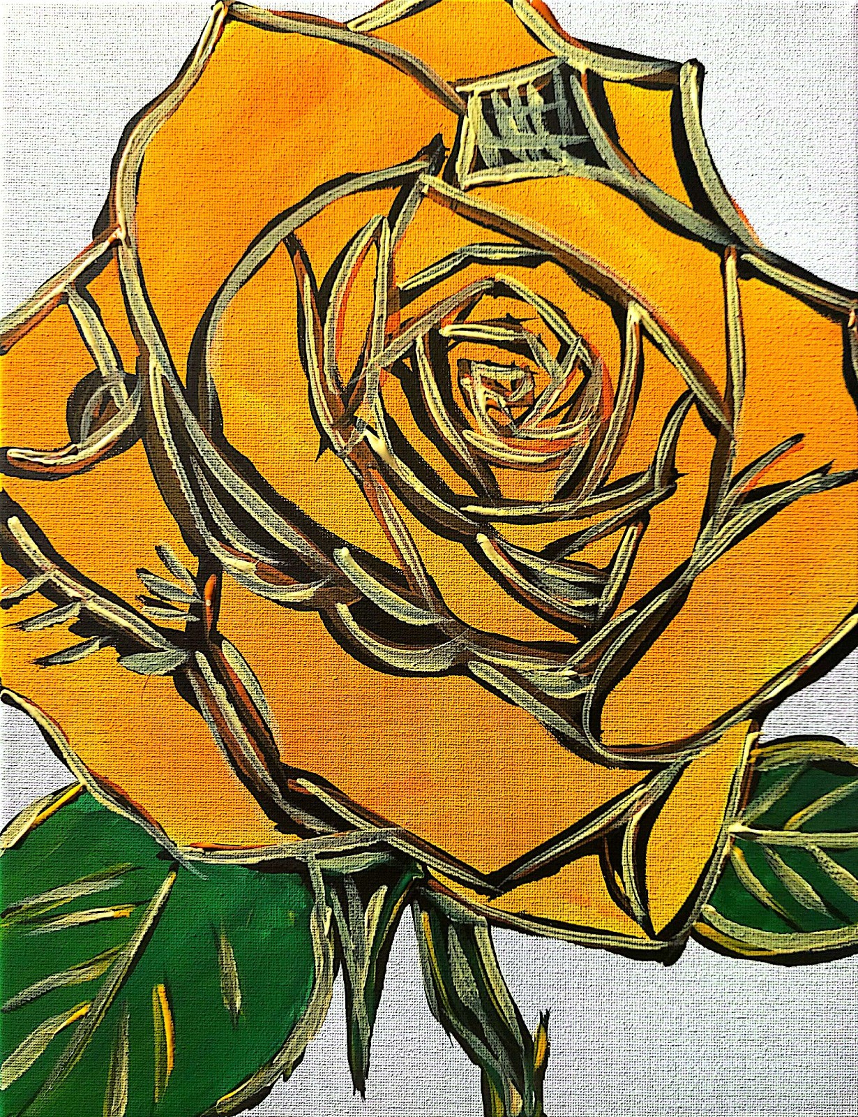 Original Abstract Expressionism 11×14 Sun Rose Handmade Signed Unique Fine Art