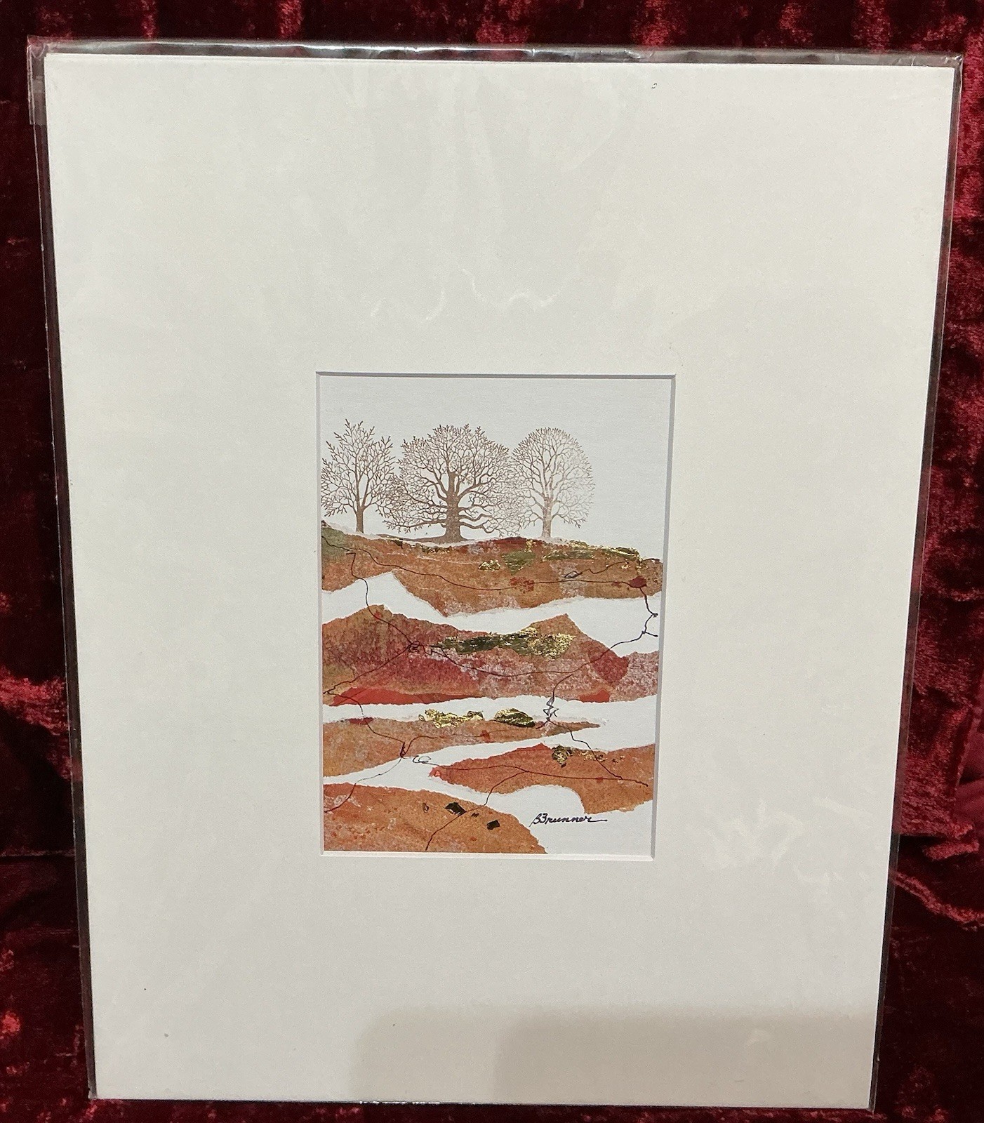 Original Mixed Media Watercolor Painting Barbara Brunner “Red Clay” Signed