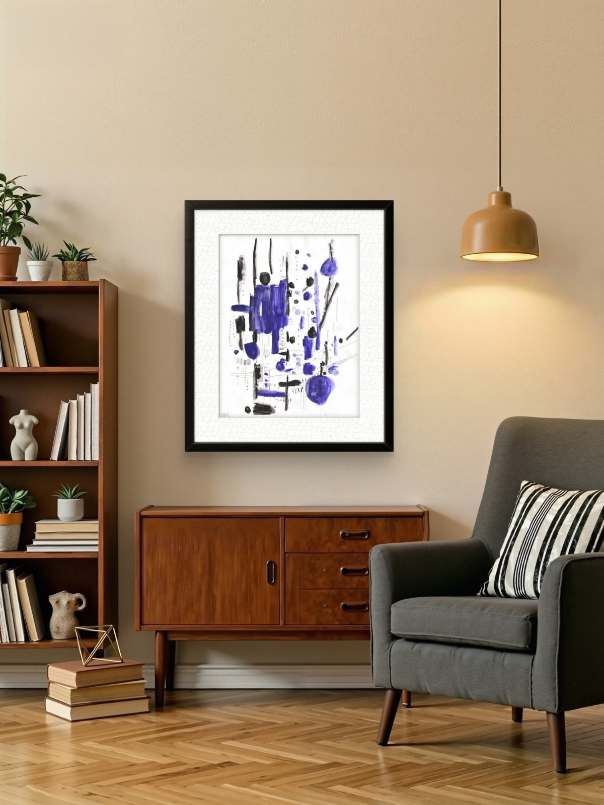 Original Expressionism Modern Bright Abstract Geometric Pop Art 11×14 on Paper