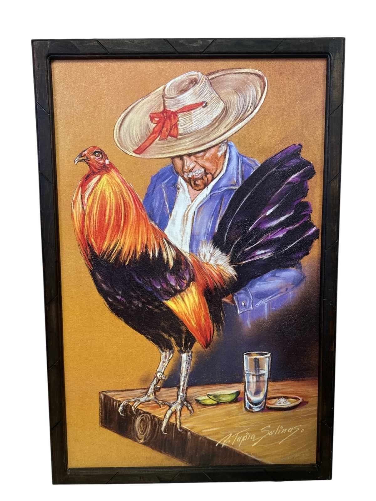 LARGE FRAMED PRINT, 24″ x 36″, 1st Quality, wood frame , MADE IN MEXICO, gallero