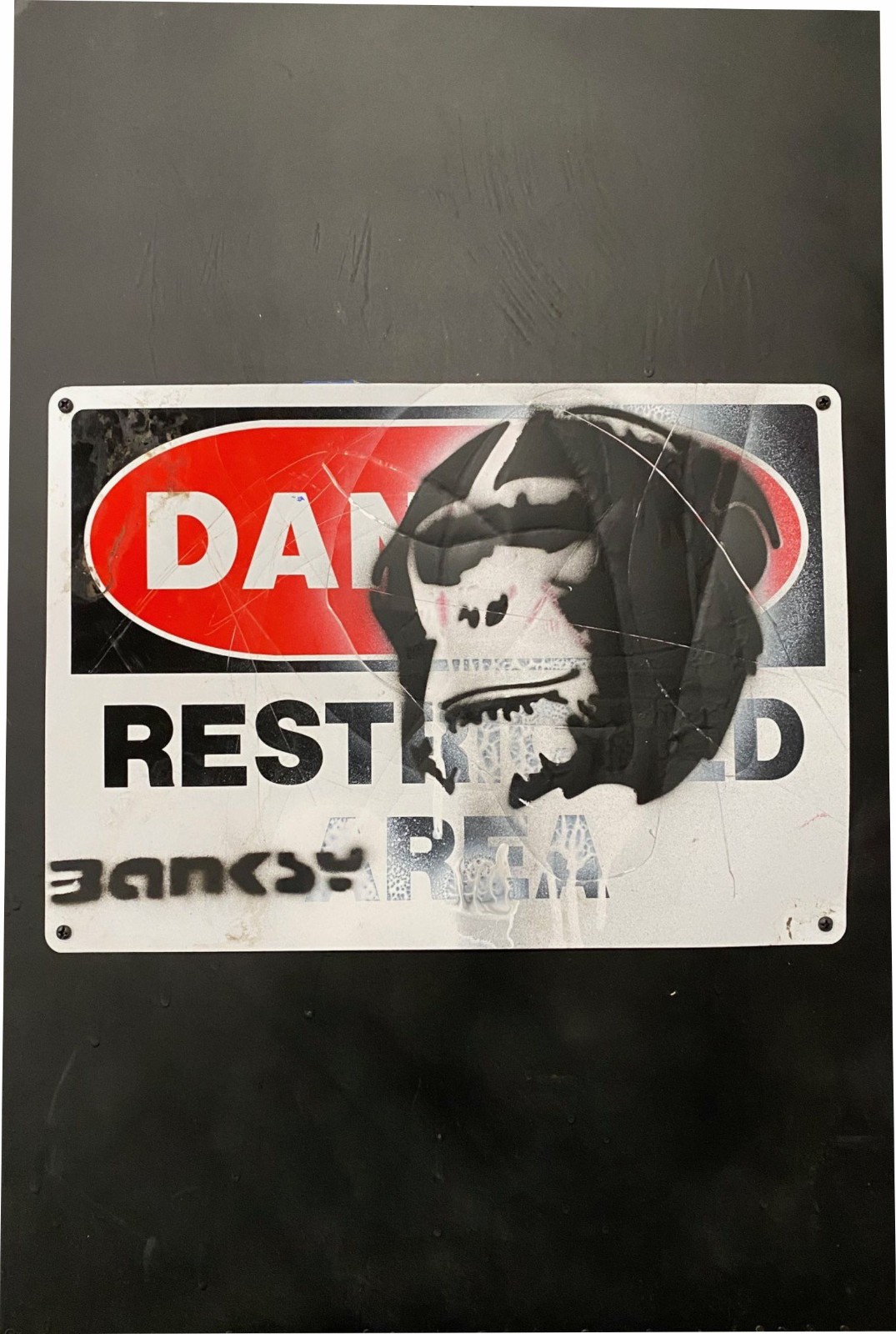 Banksy Graffiti Art Monkey Metal Street Sign Painting 16×24