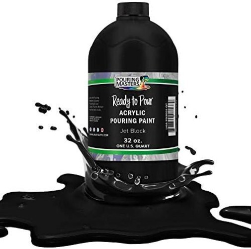 Ready to Pour Jet Black Acrylic Paint, 32 Fl Oz – Perfect for All Craft Surfaces