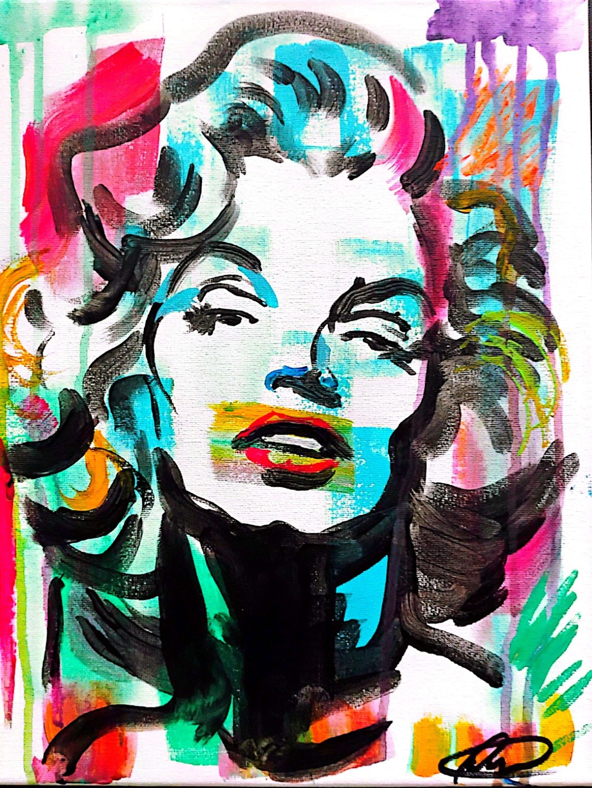 Original art 14X 11 Marilyn Monroe CANVAS Colorful Modern Art Acrylic Painting