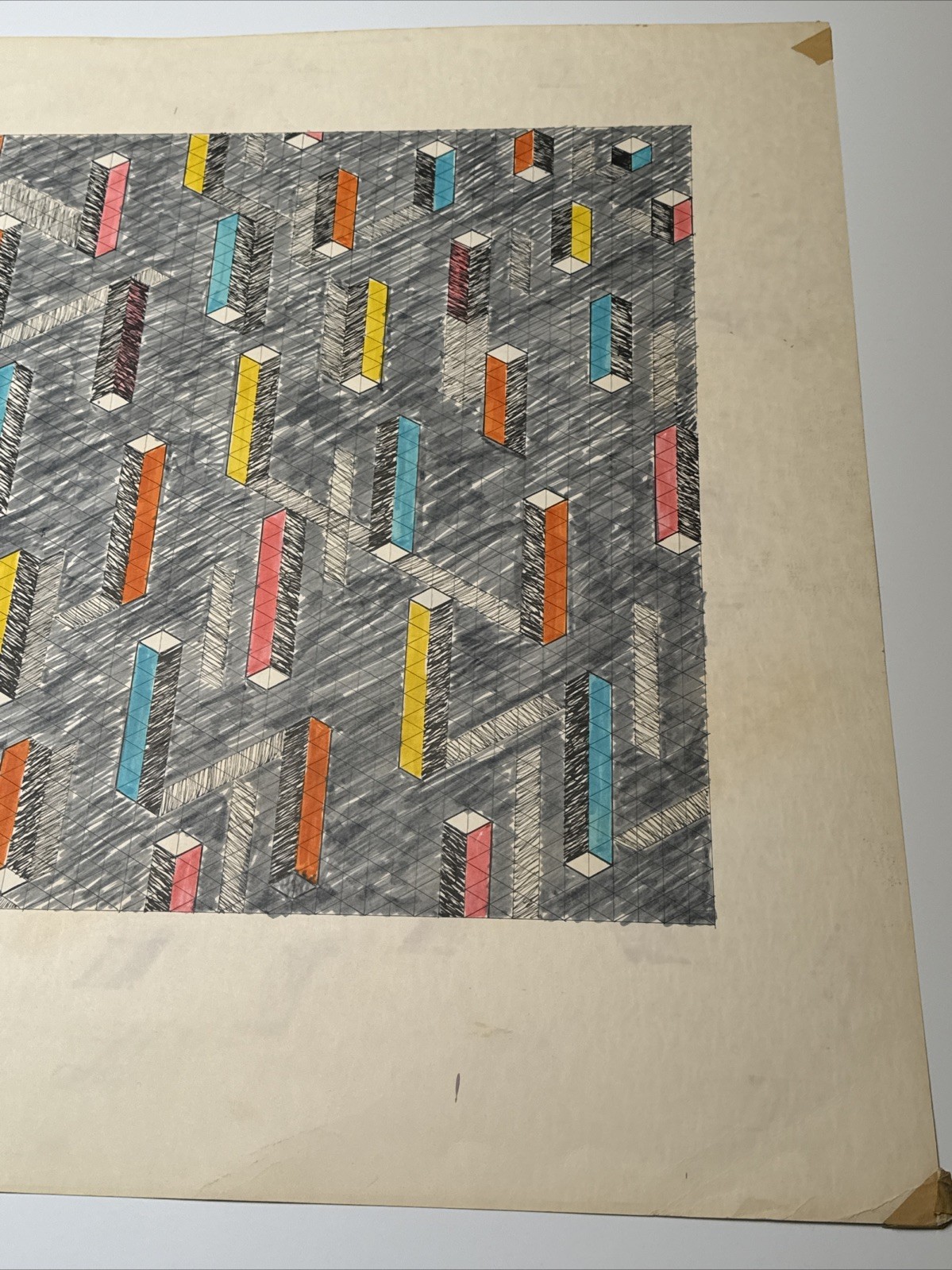 ABSTRACT DRAWING 1970’S PROFESSOR LUBENSKY POP MODERNIST CHICAGO KANSAS LISTED