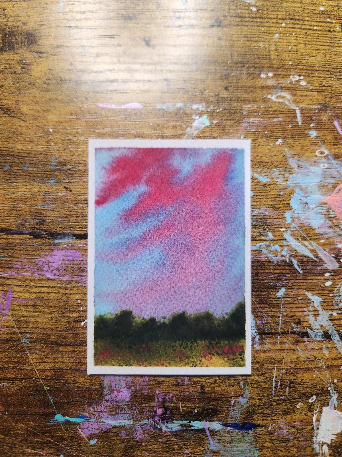 ACEO Original Watercolor Sunset *Art Print. 2.5×3.5
