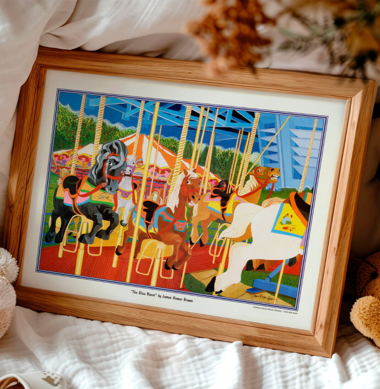 Fairground Merry Go Round Horse Art Poster Print «The Blue Racer» 1996