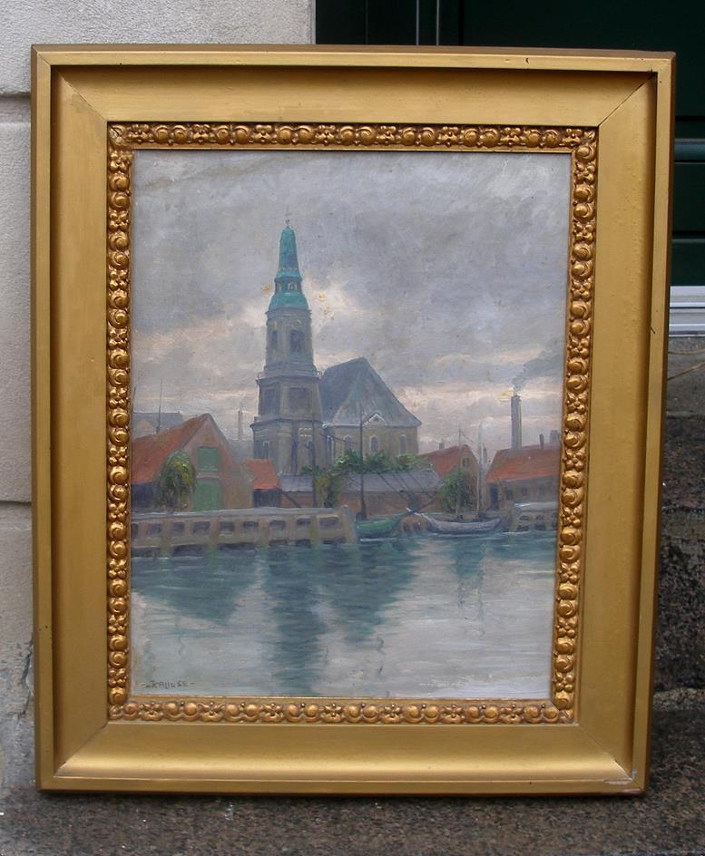 Hans Kruuse (1893) Misty morning view. Copenhagen Harbor.