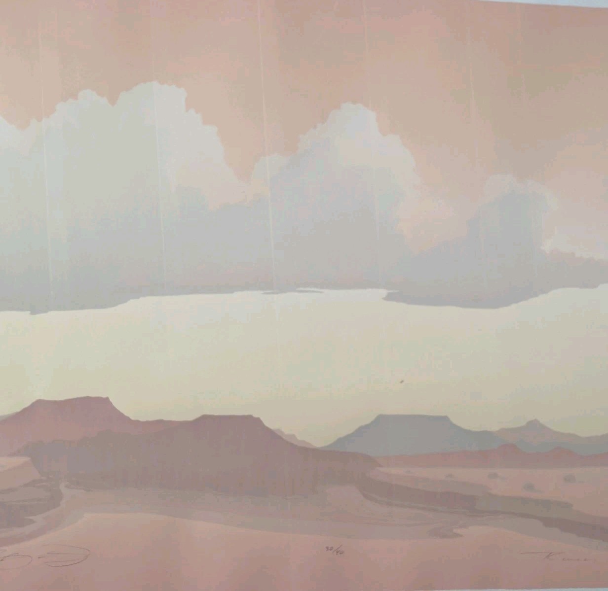 Set Of 2 Large Soft Abstract Landscape Paintings Signed Artwork 36in X 30in READ