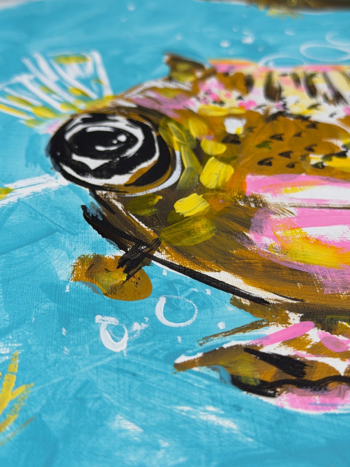 Original Puffer Fish Pop Art Acrylic Painting – 11×14″ Mixed Media Paper