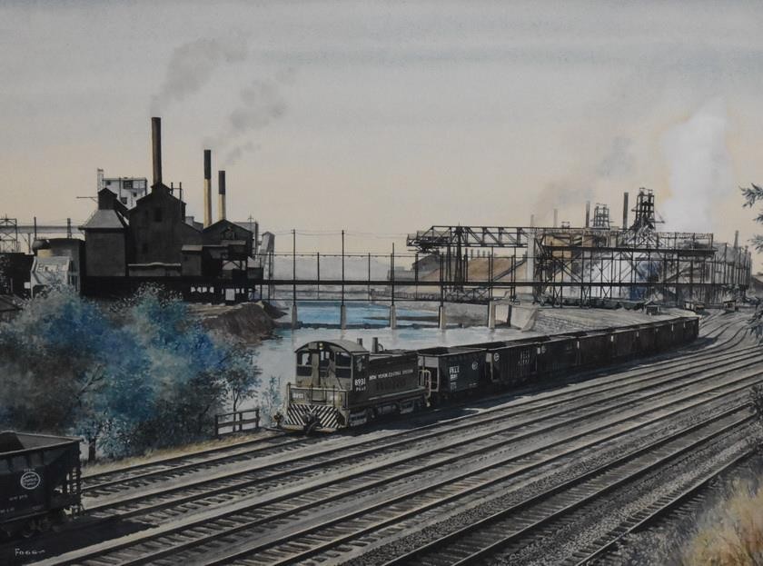 RARE 1958 HOWARD FOGG WATERCOLOR PAINTING YOUNGSTOWN SHEET TUBE CAMPBELL WORKS
