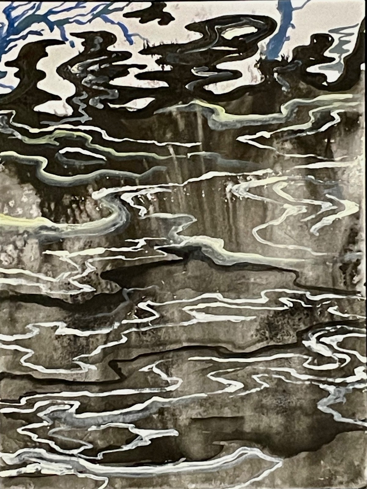 pAbstract organic storm water reflection drawing Acrylic ink on paper 9 x 12