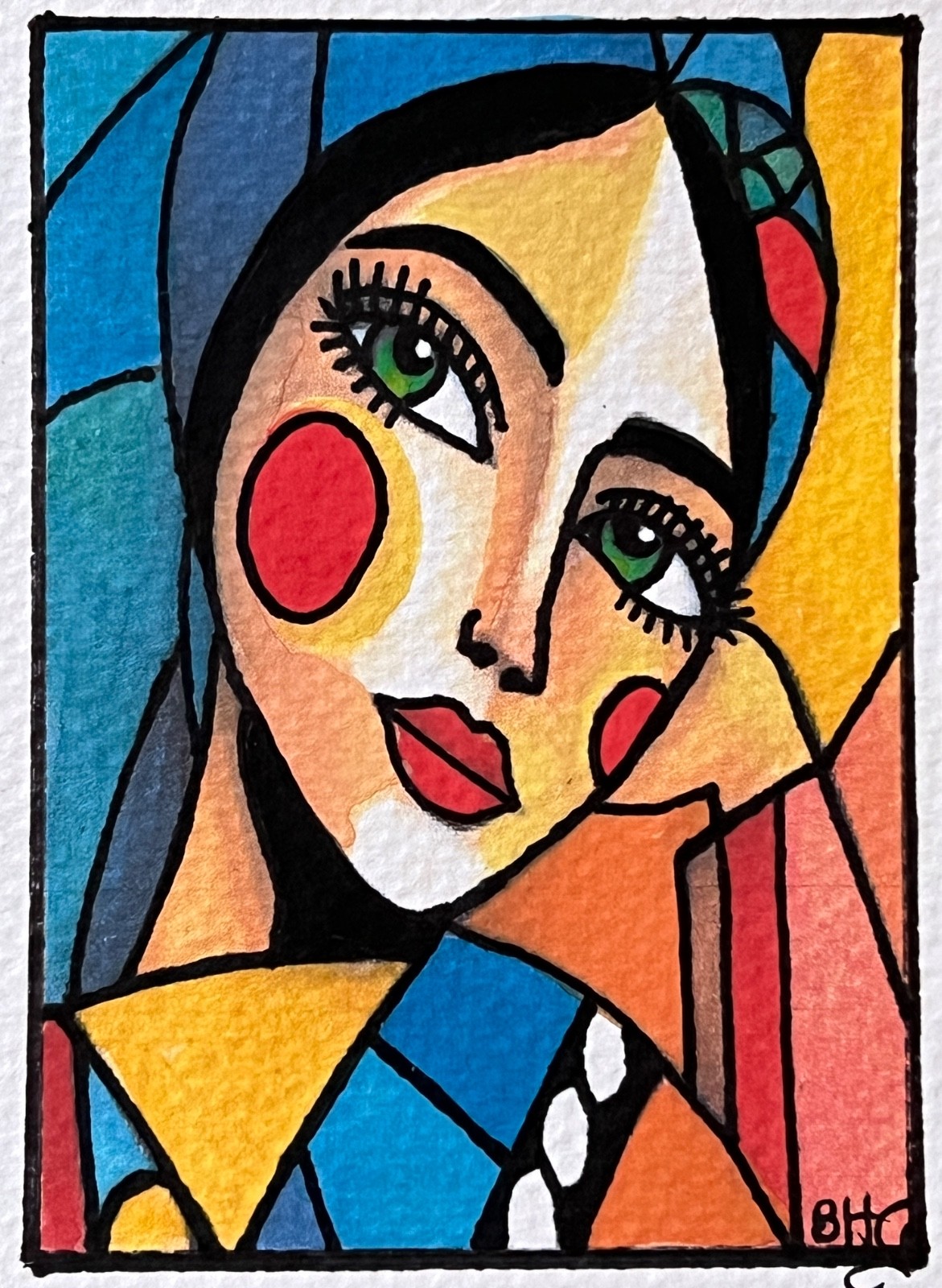 ACEO Original Art, Tiny Art – Watercolor – Girl – Rosey Cheeks 13