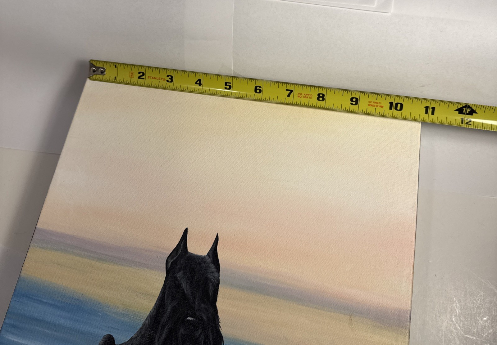 Black Miniature Schnauzer Painting by Connie Krohn 14″x11″x1.5″ Acrylic/Canvas