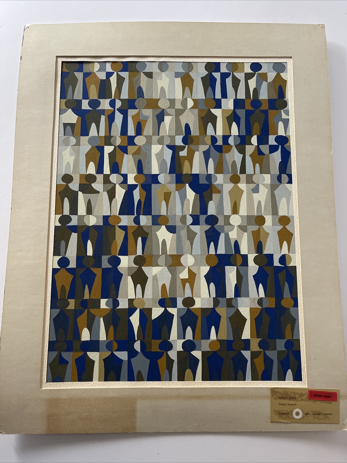 Mid Century Abstract Painting Exhibited award winner Pop Op art Geometric Cubism