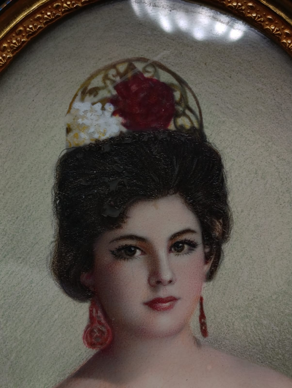 Signed Linker Madrid 1961 Hand Painted Portrait Miniature Victorian Lady