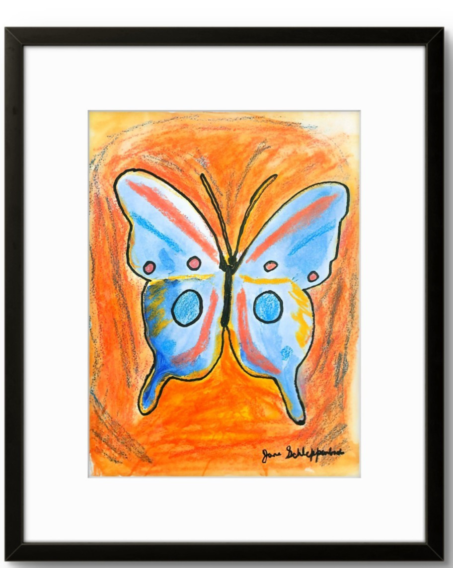 Modern Expressionistic Painting Butterfly Original 9×12 Acrylic Signed Paper Art