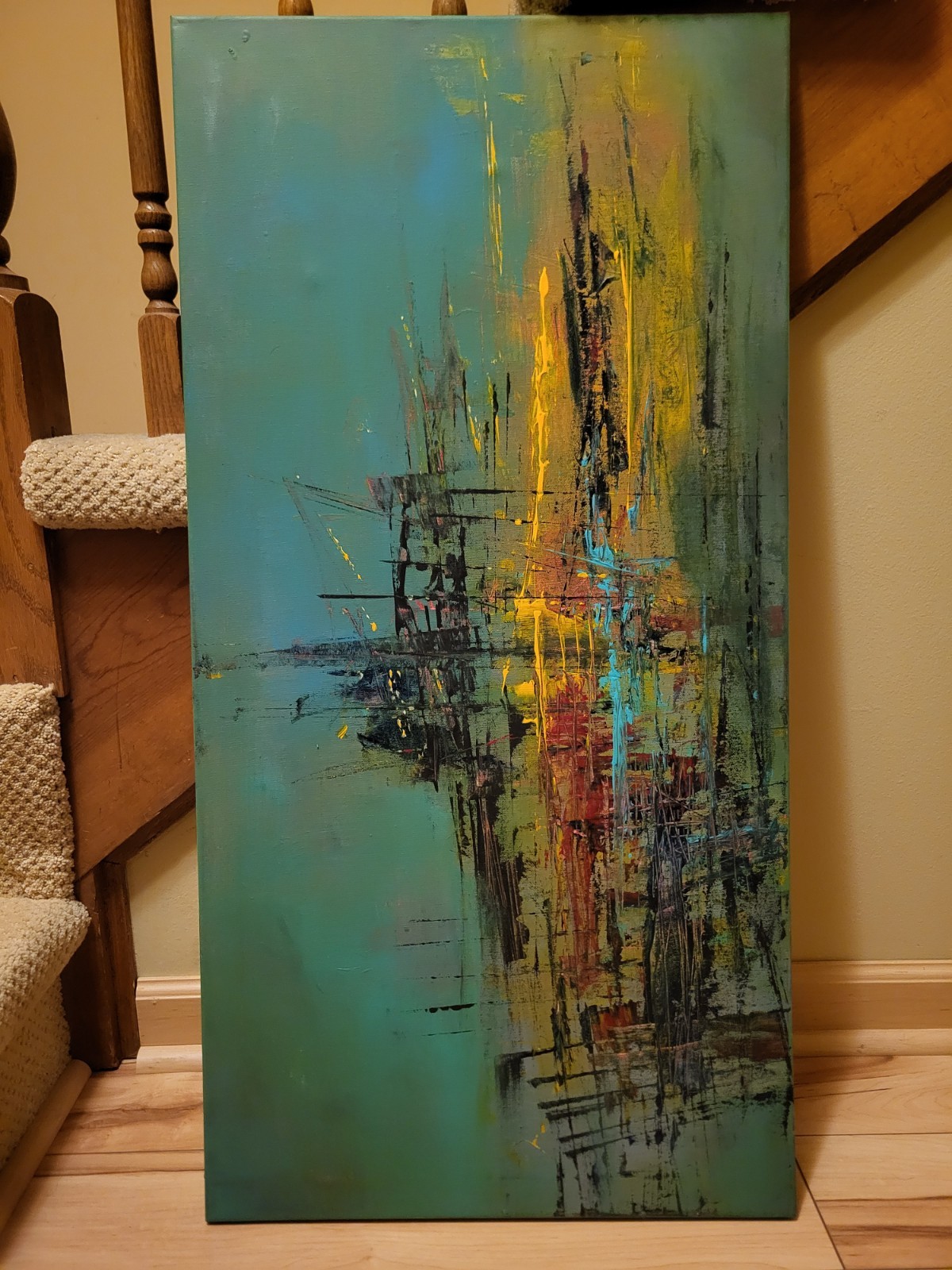 17×34 Original 1/1″abstract Modern Art Piece OUTSIDER ART acrylic Painting 2026