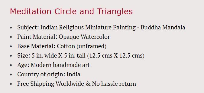 Mandala Meditation Circle Painting Handmade Indian Buddha Spiritual Ethnic Art