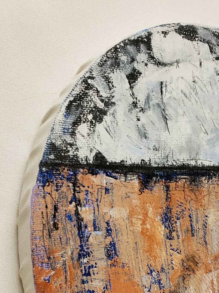 No.572 Original Abstract Modern Minimal Round Painting By K.A.Davis Art