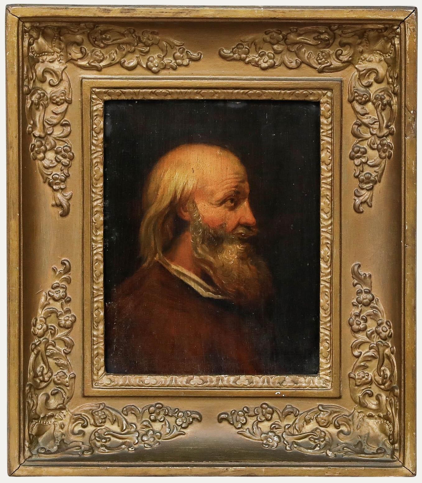 Framed 19th Century Oil – Portrait of a Gentleman in Profile