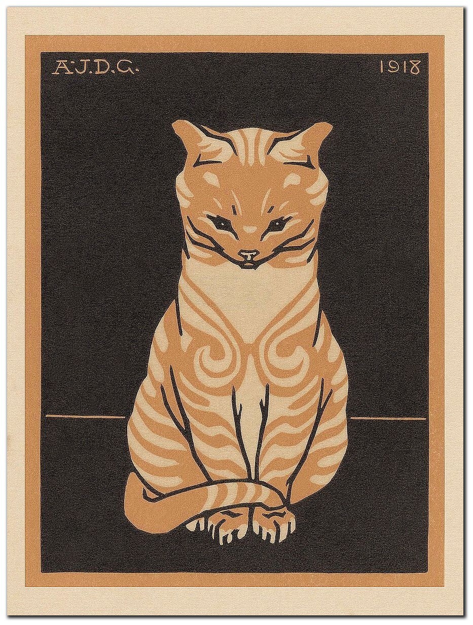 Sitting Cat, 1918 by Julie De Graag Gallery-Wrap Canvas Giclee (16 in x 12 in)
