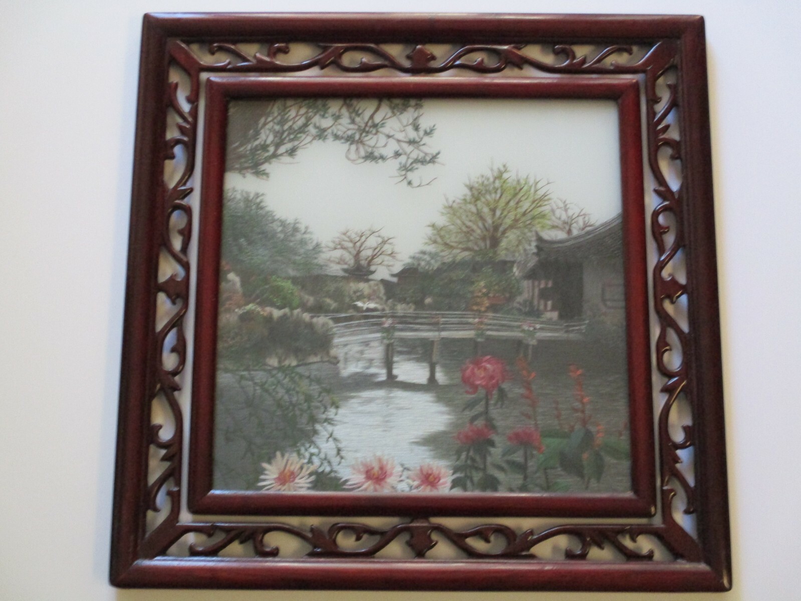 INCREDIBLE DOUBLE SIDED FINE CHINESE SCHOLAR NEEDLEPOINT STICH ART LANDSCAPE OLD