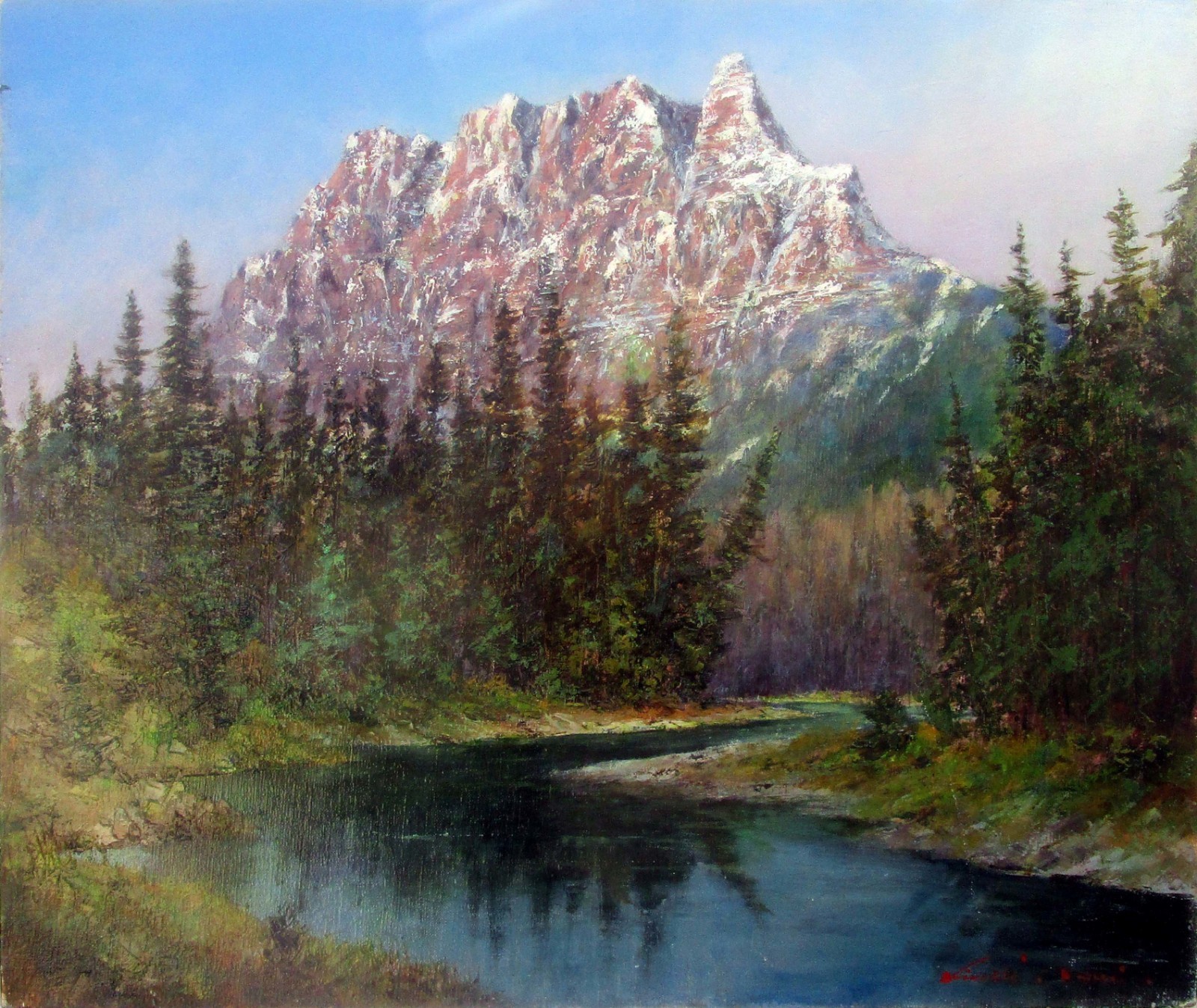 Kiyoshi Takei NO-8 «Castle Mountain in the Canadian Rockies» Canada Oil painting