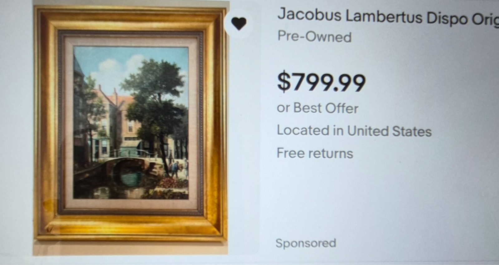Jacobus Lambertus Dispo SR (1890-1964) Dutch Old Amsterdam oil painting original