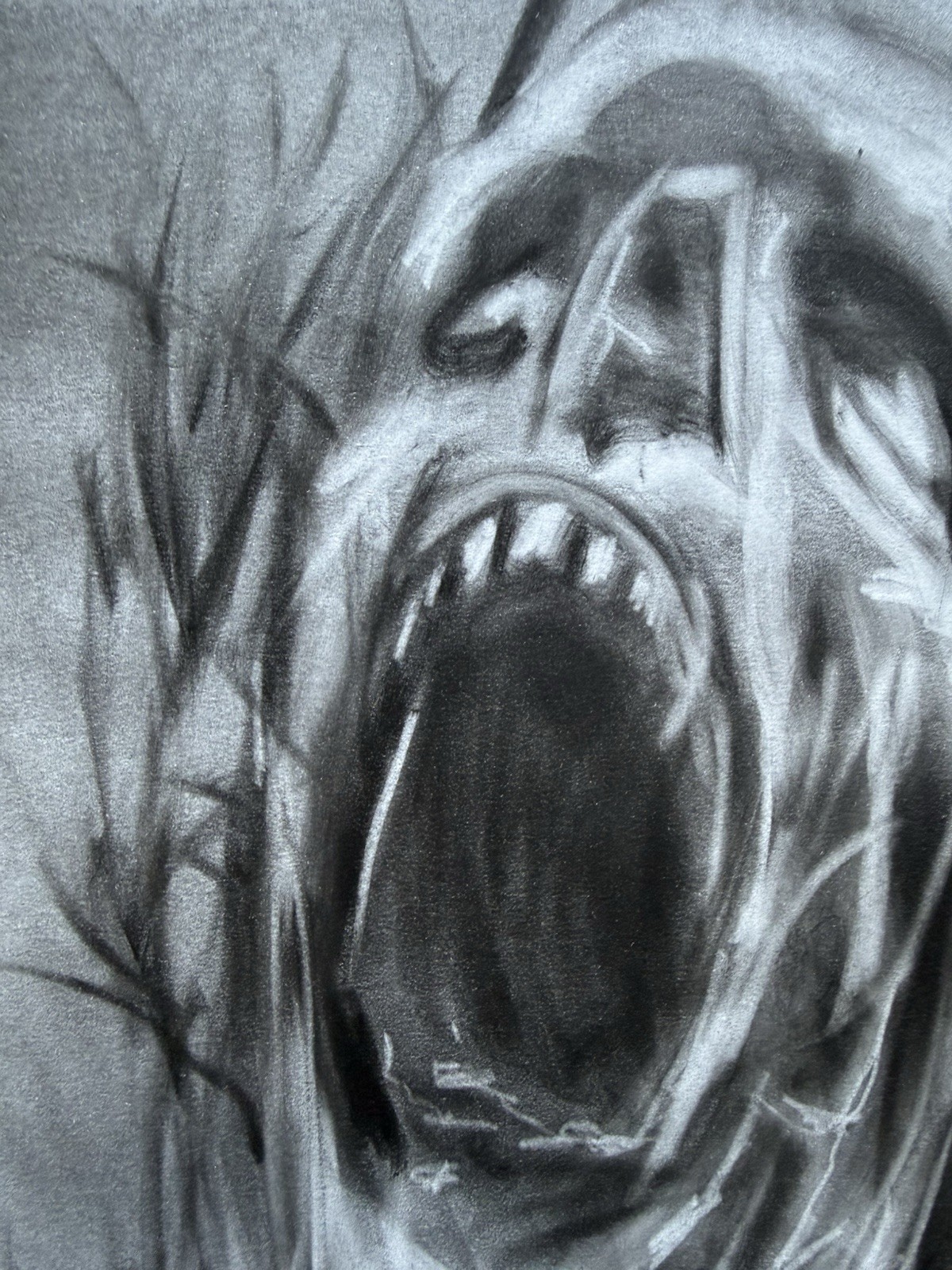Screaming Ghost Face Pastel Drawing 11×14 Horror Art Original