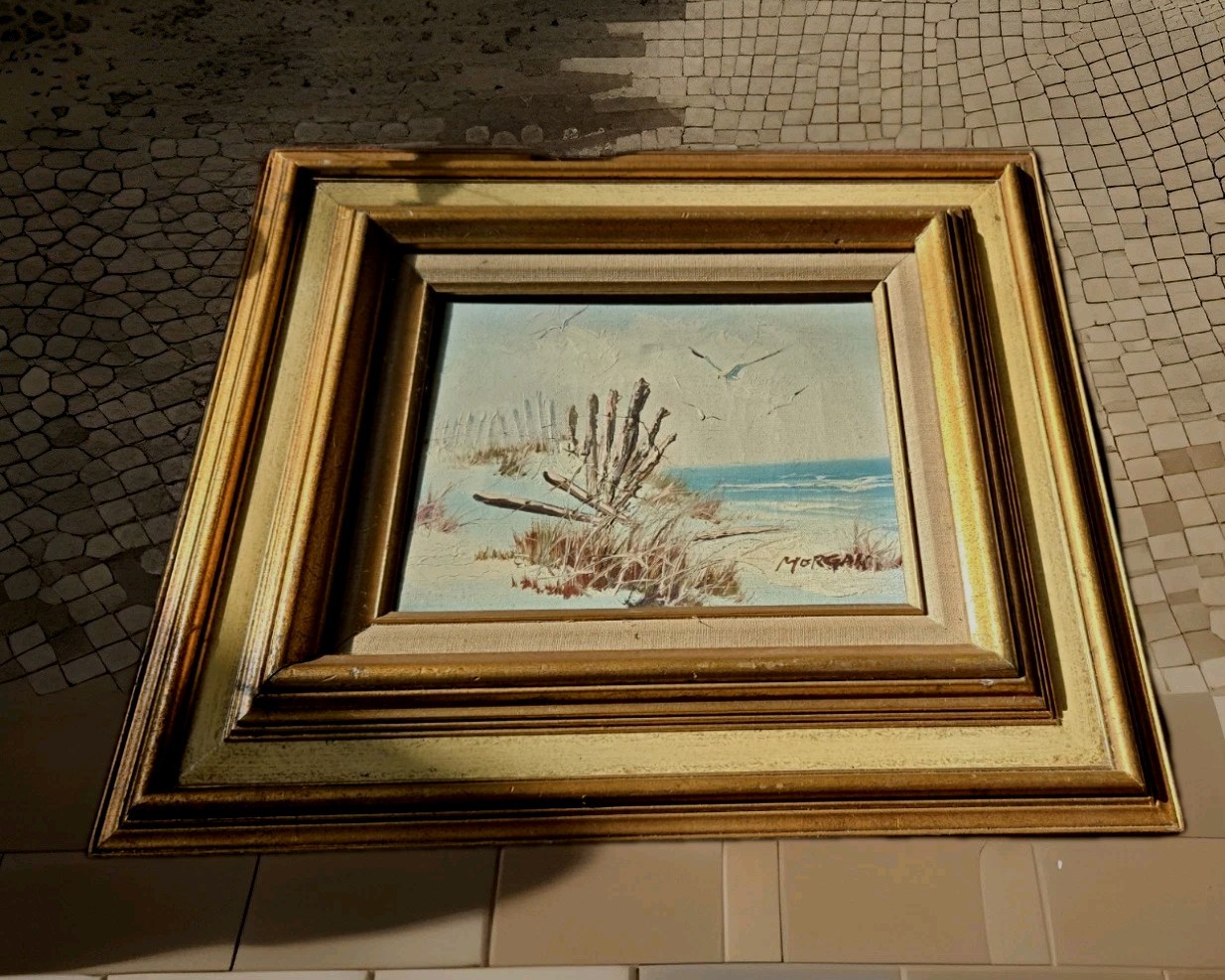 Art By Alfred George Morgan Orginal Coastal Frame Oil Painting Signed 18X16