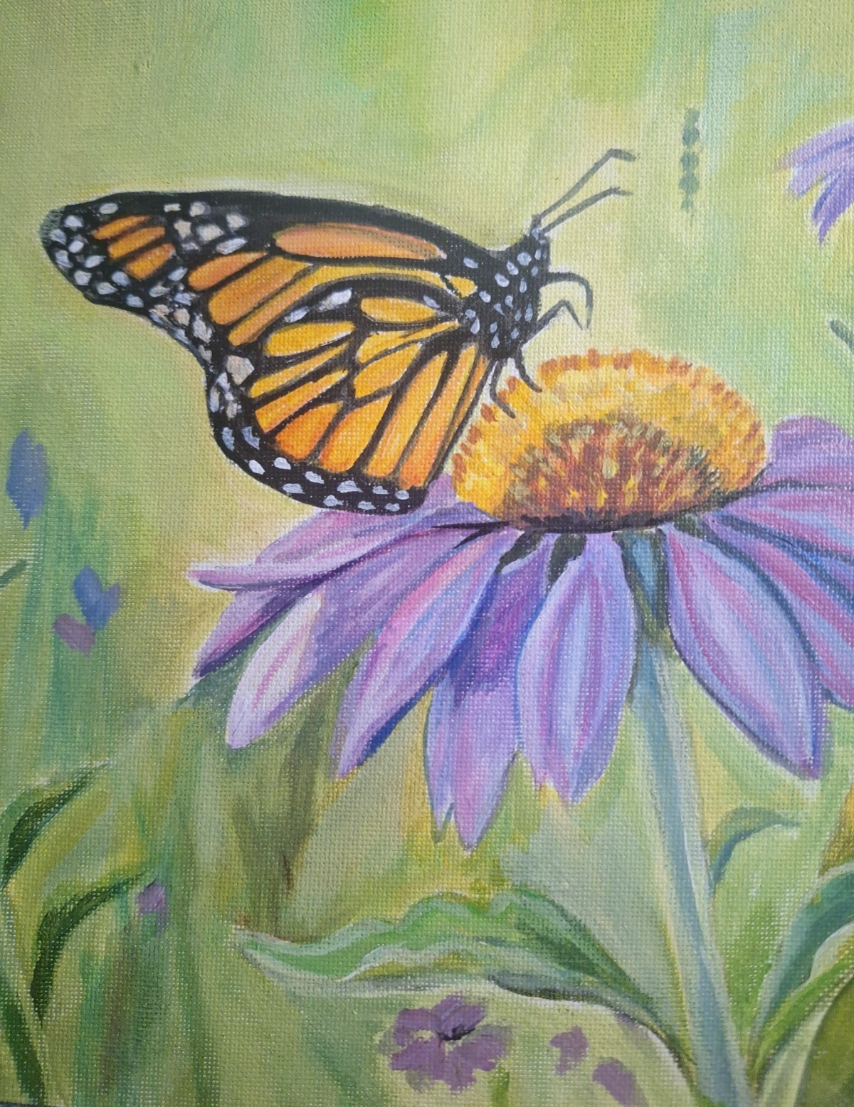 Original Hand Painted 9×12 Butterfly Bloom Art Acrylic Paper Contemporary Signed