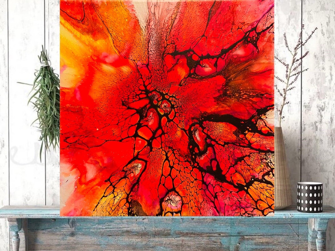 Acrylic Florescent Blacklight Painting/Fluid Acrylic/12 X 12