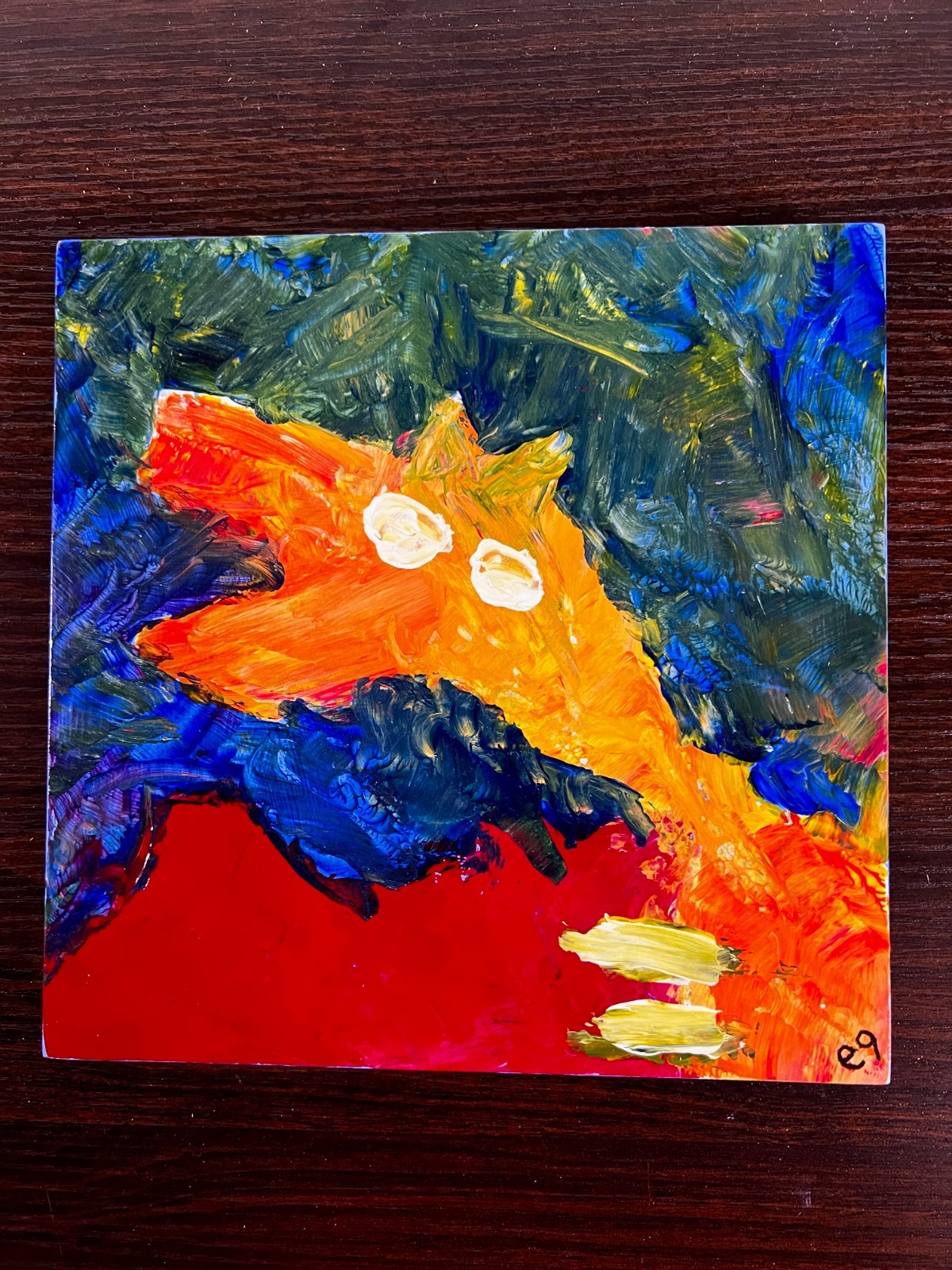 e9Art 8×8 ‘lone wolf, night wolf’ outsider art brut primitive childlike naive