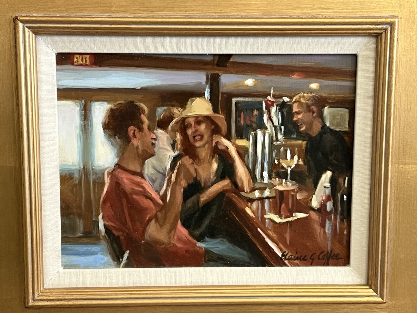 Elaine Coffee Original Painting “After The Beach At Joe’s” -20×17” Framed