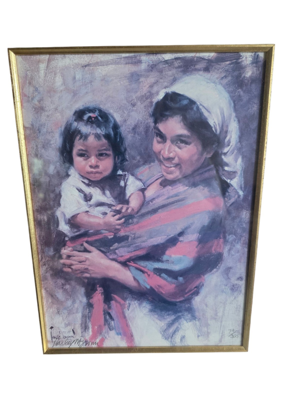 Harley Brown Singed Numbered Print Native American Girl – 20.5″ x 17″