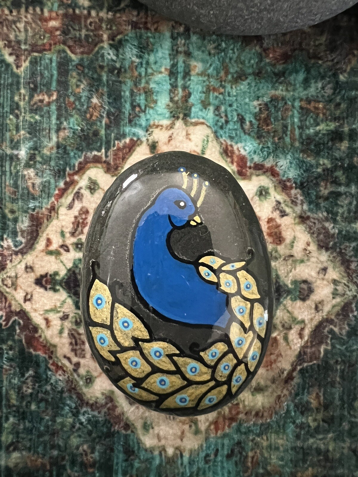 Acrylic Hand Painted Peacock Rock