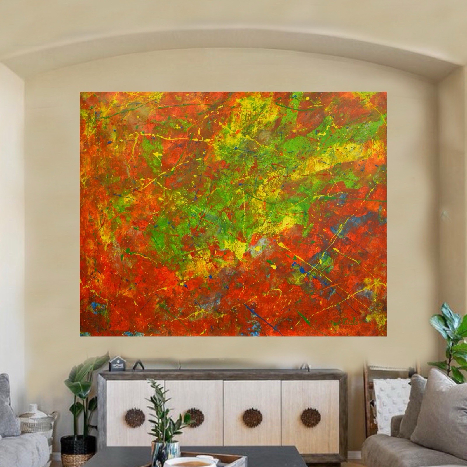 Mark Little Original￼ Giant Canvas Painting 81”X62” (6 Foot 9 inch) Abstract XXL