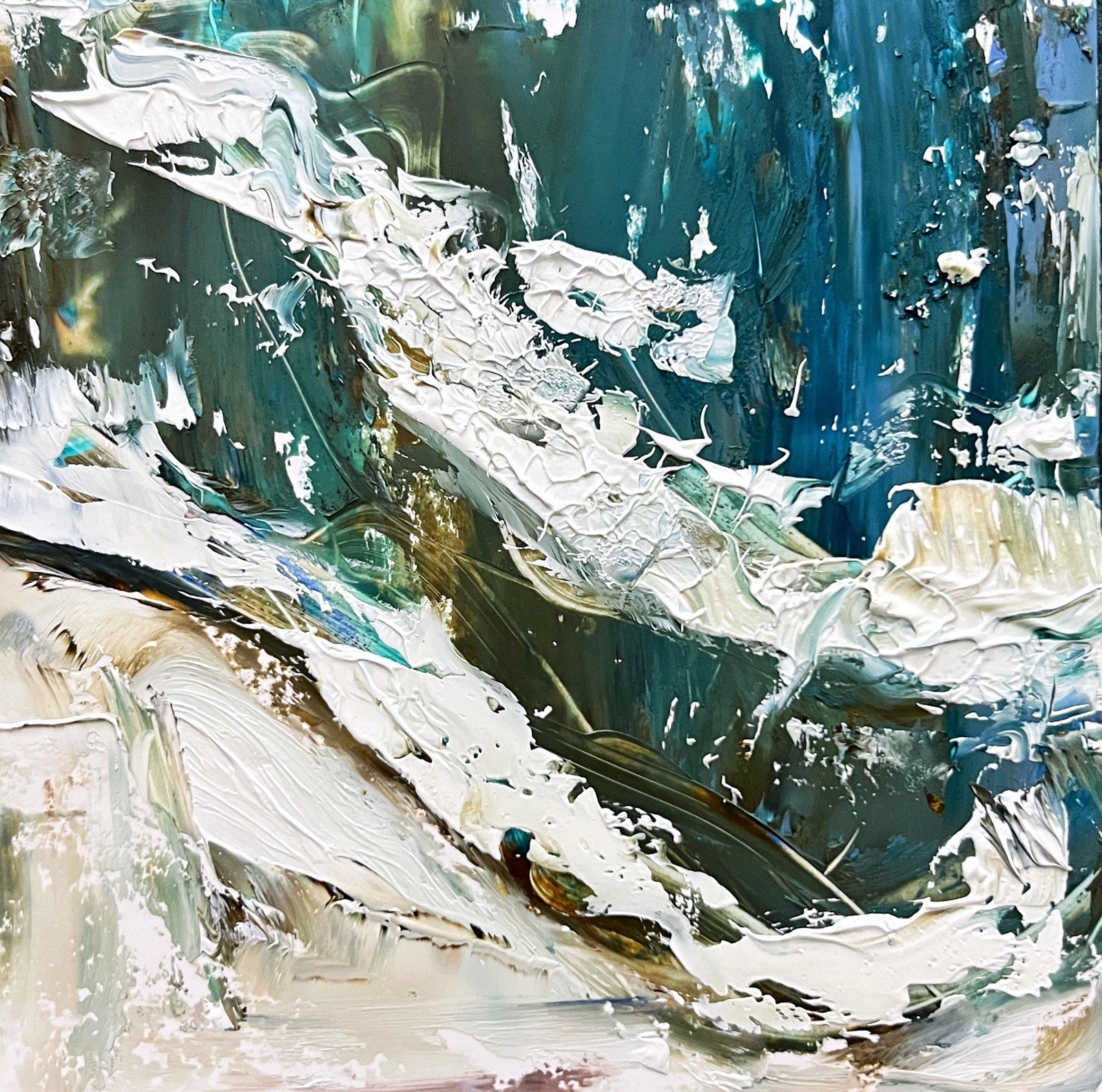 Virginia Beach Shoreline • Dramatic Ocean Energy Impasto Expressive Artwork Gift
