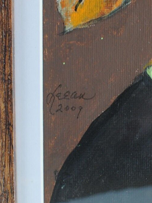 TWEETING THOUGHTS Picasso Cubism Acrylic by Artist Leean Swanson 13 x 17 in»