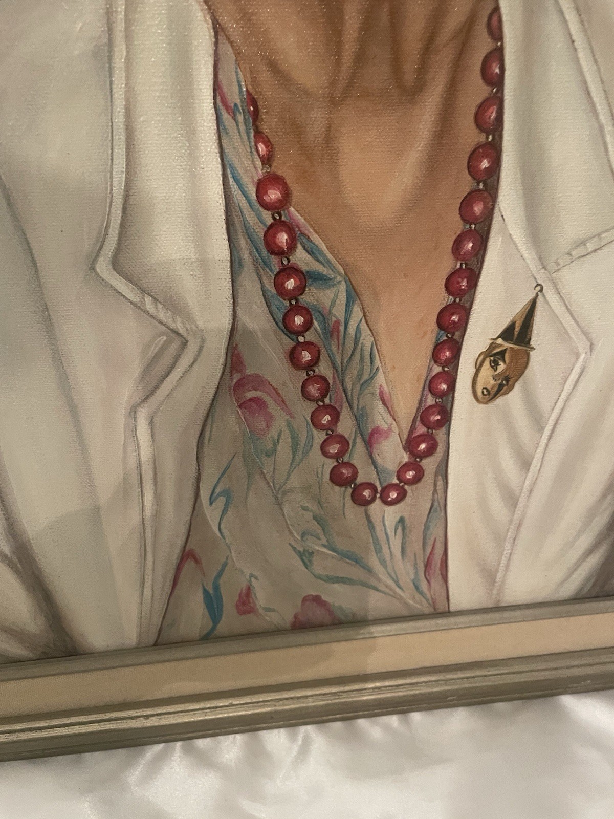 Vintage Canvas Framed Oil Portrait Painting OLDER LADY Gray Hair Eyeglasses 93