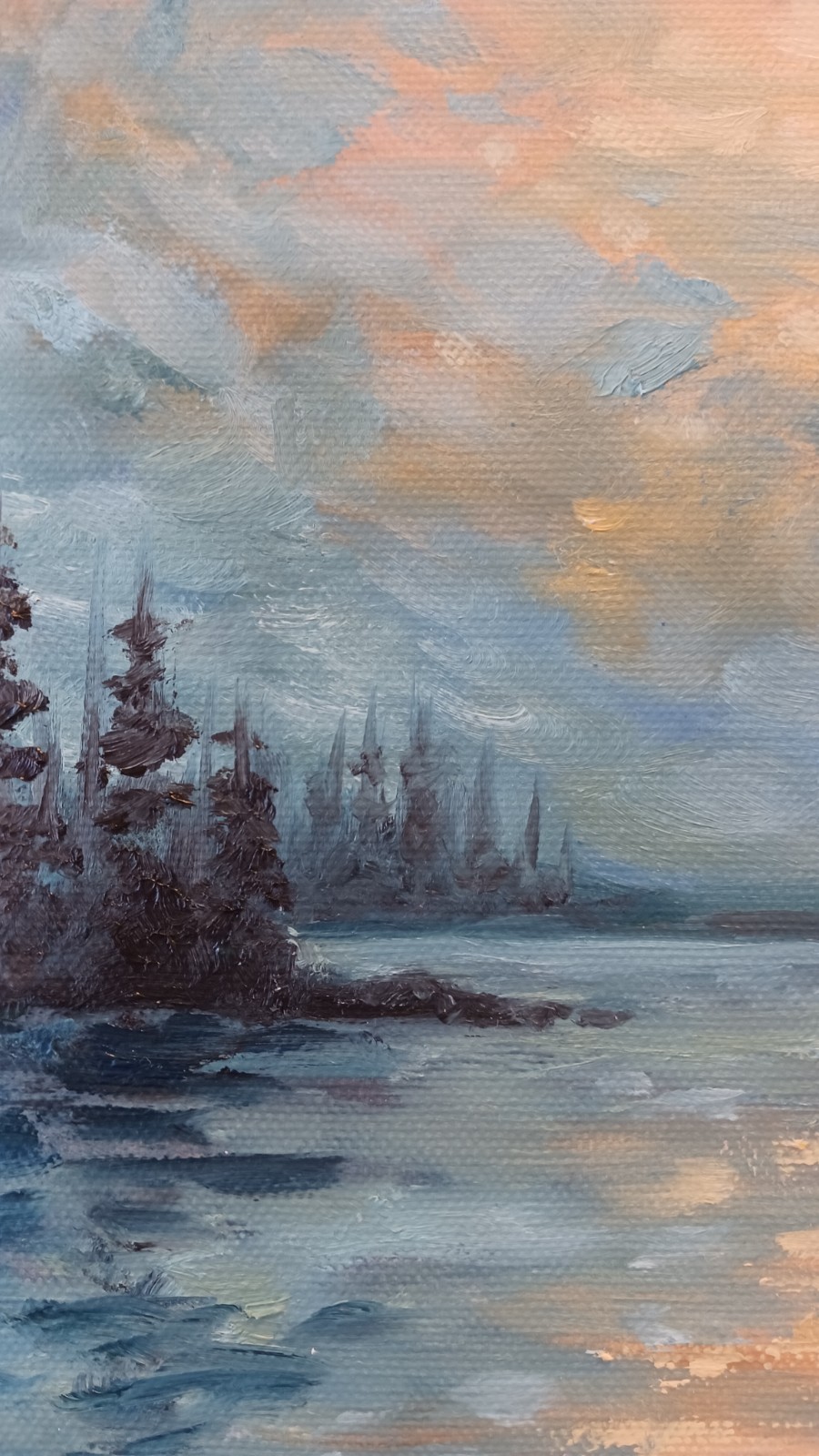 Ocean Boat Sunset ORIGINAL Oil Painting Modern Art Impressionism 11″x14″