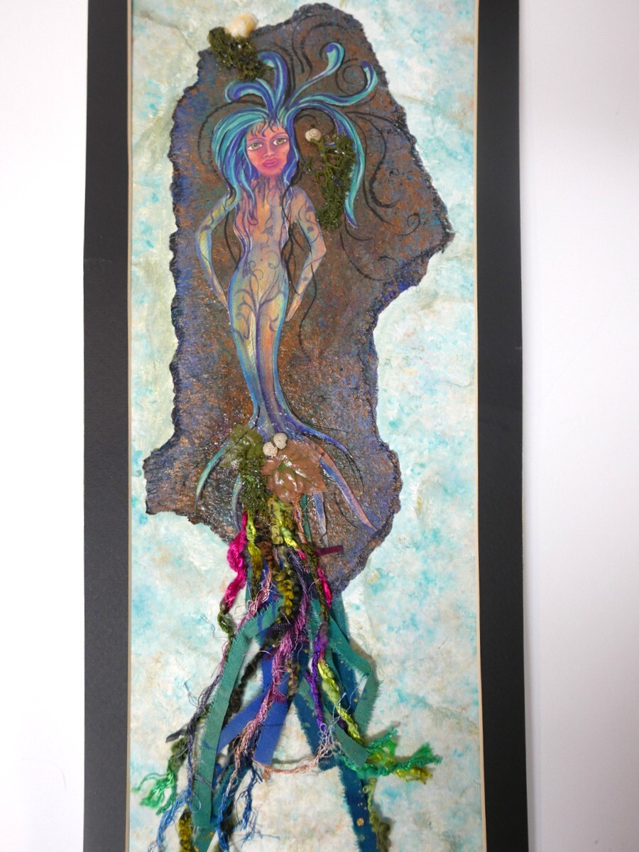 Lori Felix Painted Paper Mixed Media Original OOAK HAND SIGNED 20″ H X 8″ W