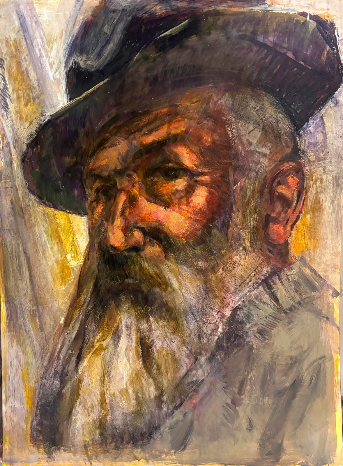 Claude Monet Portrait 40×30 in. acrylic on panel by Hall Groat Sr.
