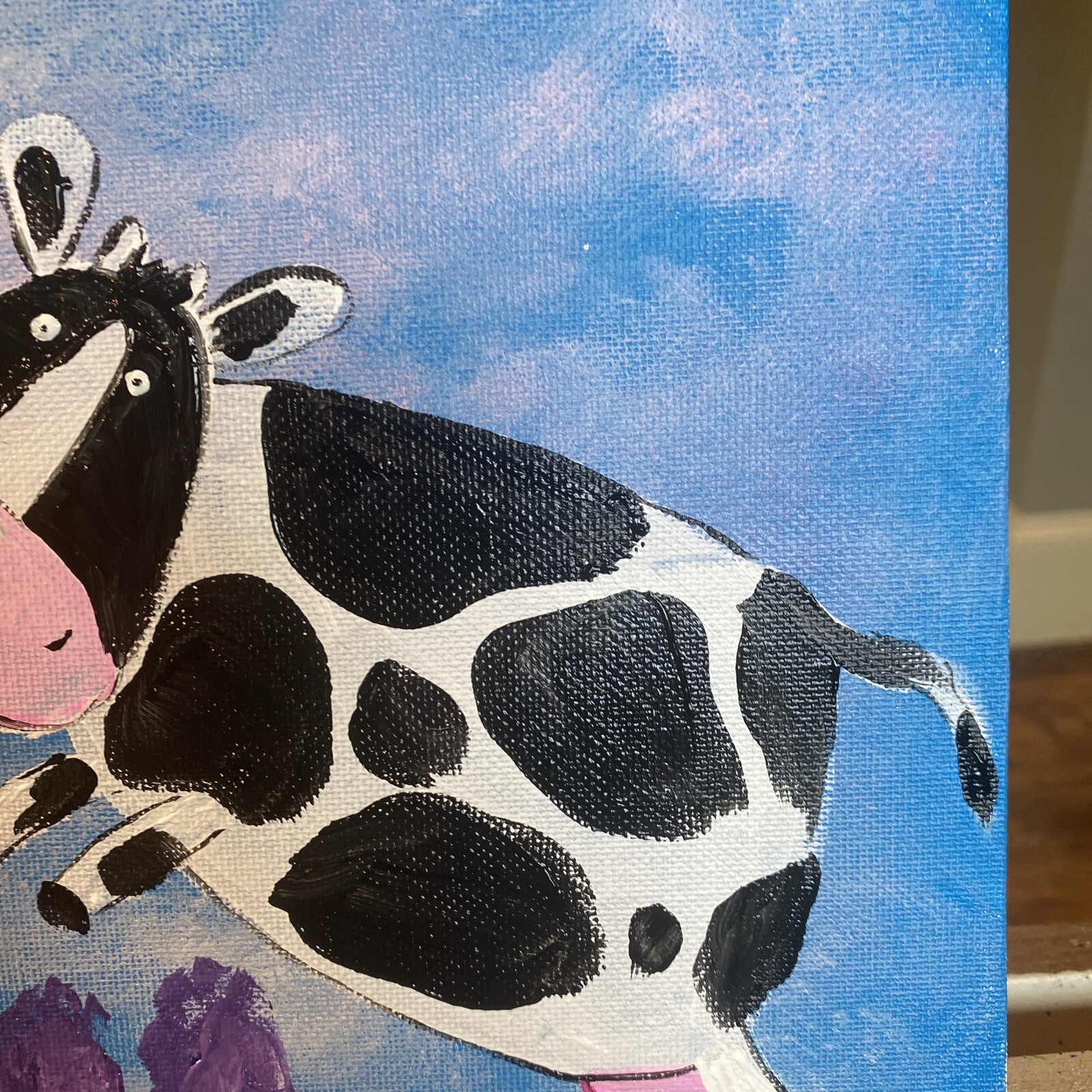 paintings on canvas Panel original 8/10, gift, Abstract Cow