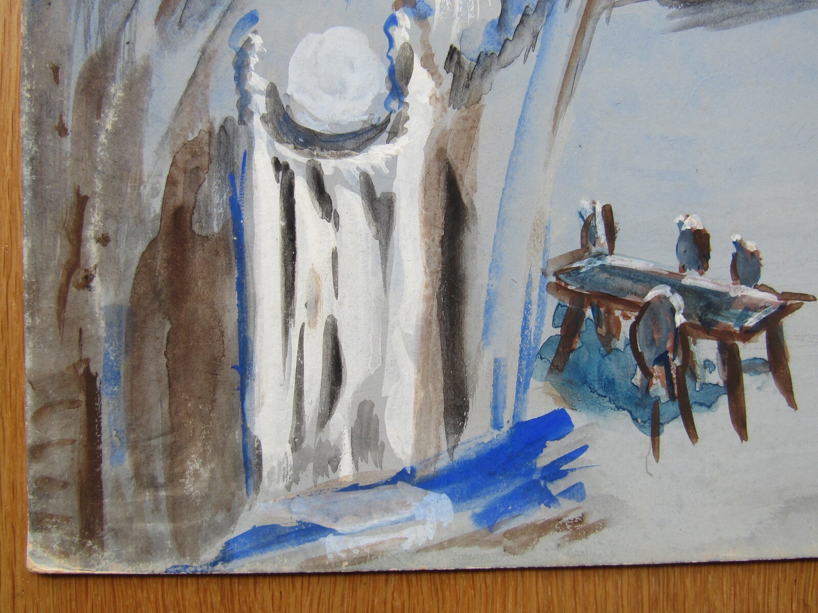 Opera Decor Gouache Drawing Signed by Jacques André Brégère set design painting