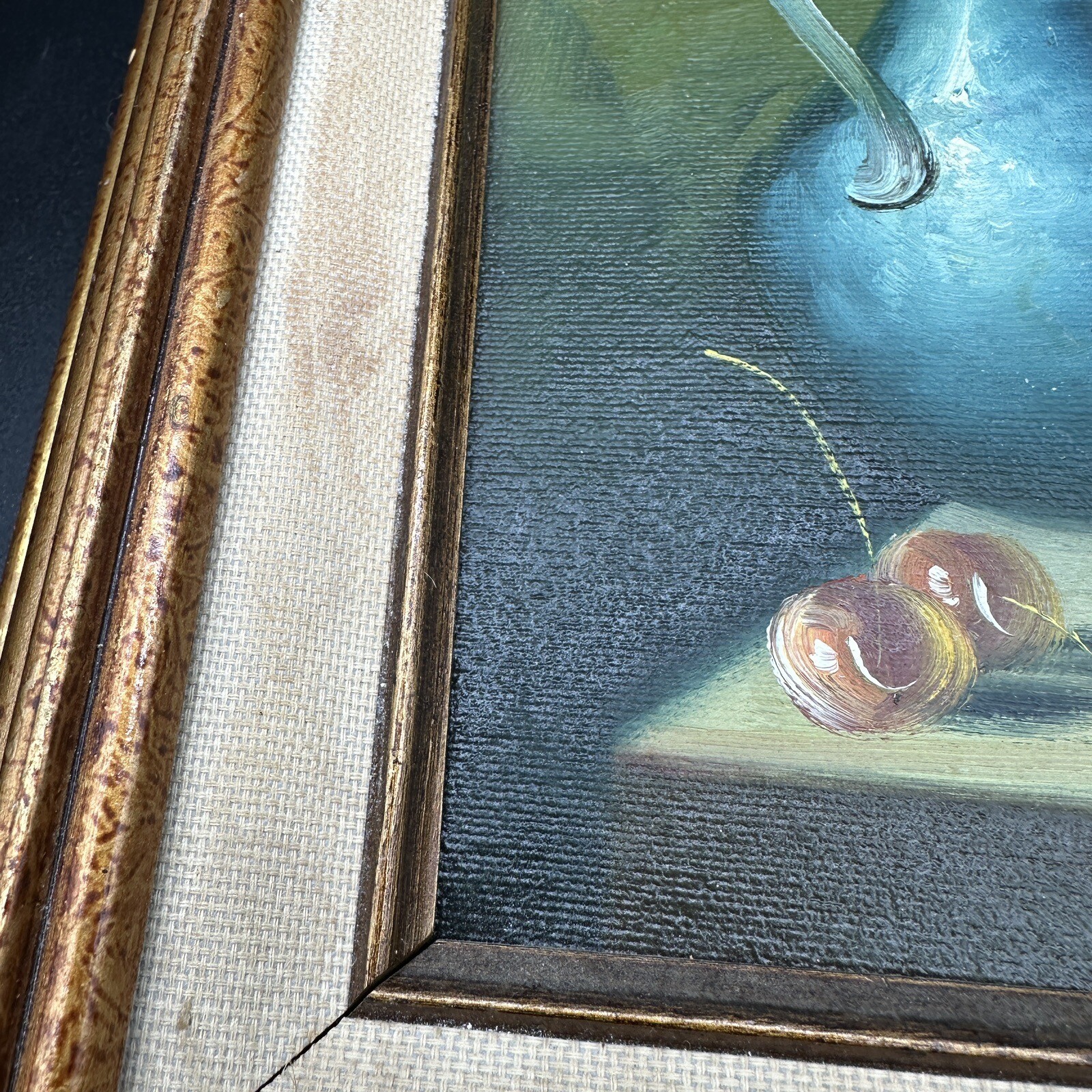 Vintage Framed Still Life Fruit Painting Signed Kingsley Gold Frame Wall Art